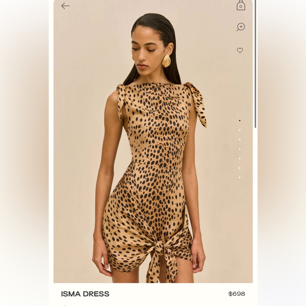 cult gaia Tan & Black Leopard Print Satin Mini Dress-NWOT